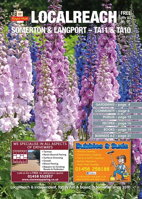 Cover of the Somerton & Langport issue of LocalReach Community Magazines, featuring local news, events, and business highlights tailored for the Somerton & Langport community.