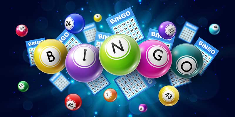 Bingo lotto game balls and lottery cards with lucky numbers on glowing background with sparkles. Vector poster for bingo lottery tv show, keno raffle and lotto win tickets gambling and win chance game